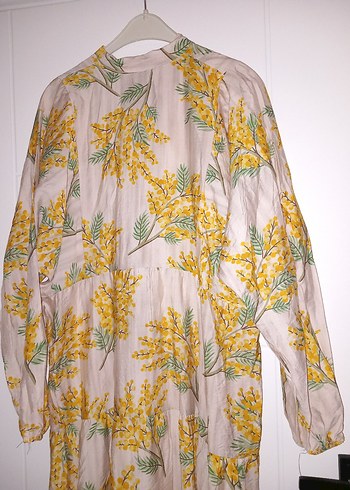 Bohem Uzun Sarı Keten Elbise - Görsel 4