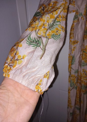 Bohem Uzun Sarı Keten Elbise - Görsel 3