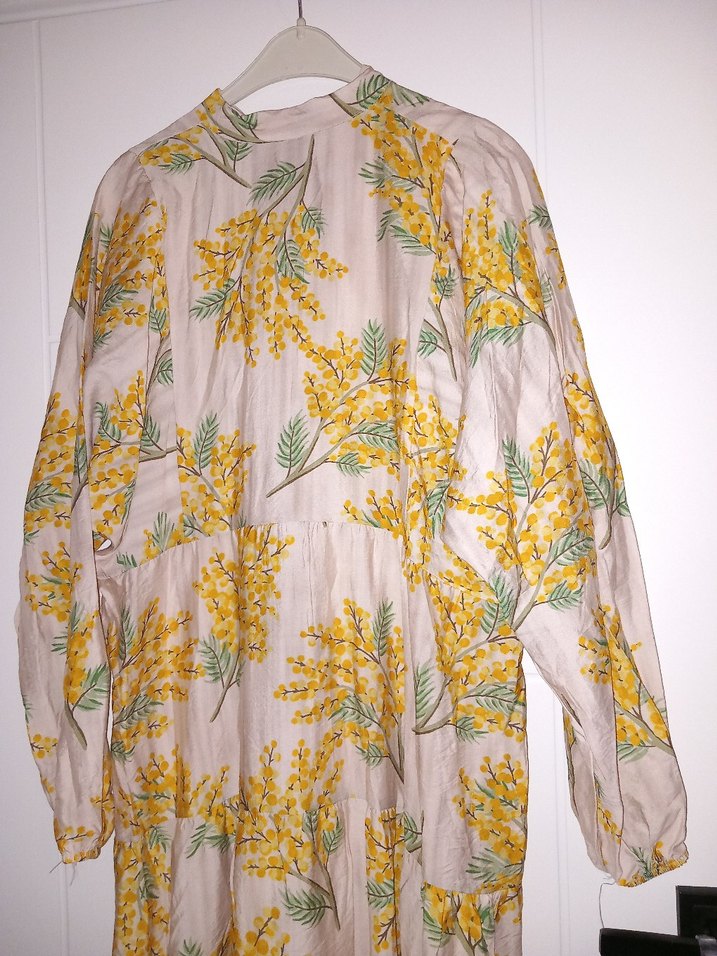 Bohem Uzun Sarı Keten Elbise - Görsel 4