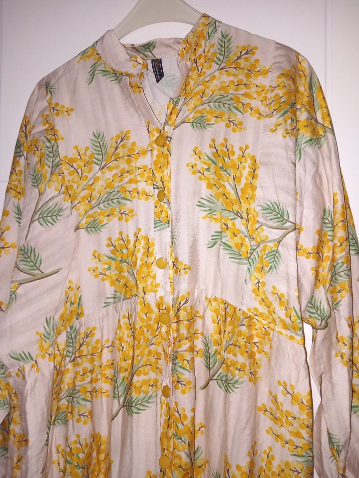 Bohem Uzun Sarı Keten Elbise - Görsel 2