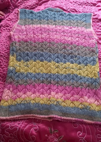 Bohem Çok Renkli Örgü Kadın Yelek - Görsel 3