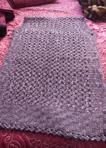 Gri Örgü Kadın Bohem Yelek - Görsel 2