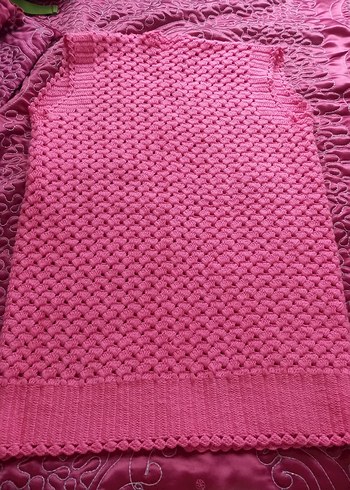 Pembe Örgü Düğmeli Uzun Süveter - Görsel 4