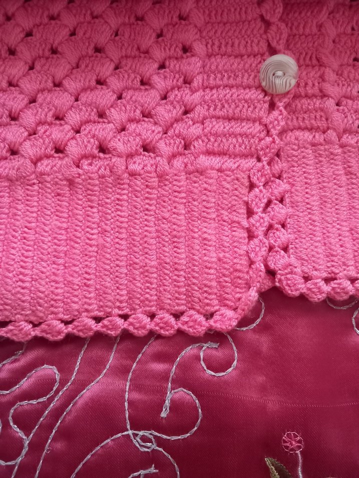 Pembe Örgü Düğmeli Uzun Süveter - Görsel 3