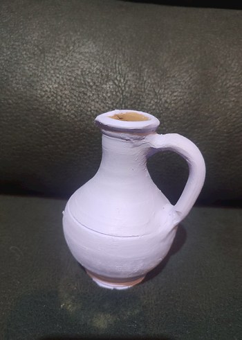 Pastel Beyaz Kulplu Seramik Vazo