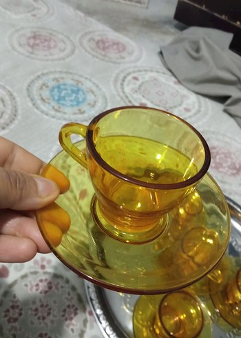 Sarı Cam Fincan ve Tabak Seti - Görsel 2