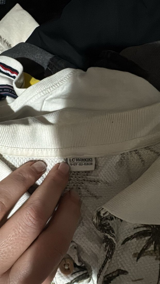 Beyaz Palmiye Desenli Kısa Kollu Polo Tişört - Görsel 2