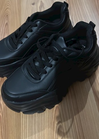 Kadın Siyah Platform Topuklu Spor Ayakkabı - Görsel 2