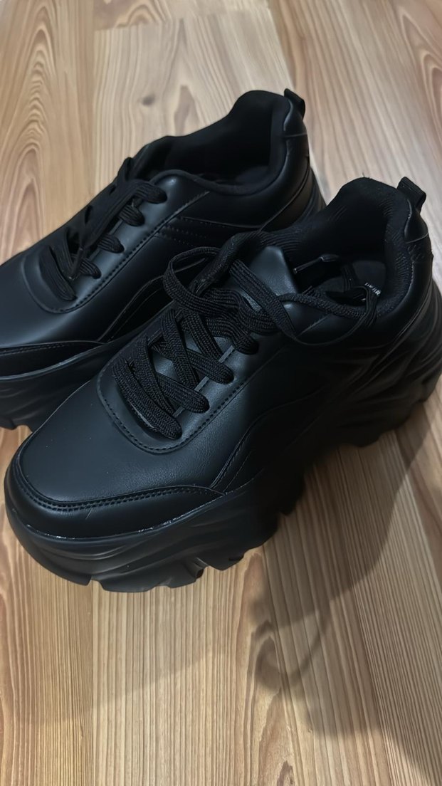 Kadın Siyah Platform Topuklu Spor Ayakkabı - Görsel 2