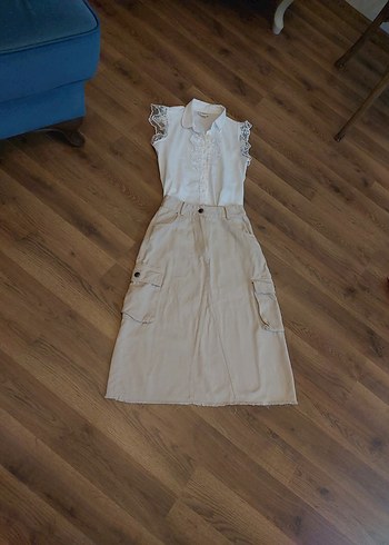 LC Waikiki Bej Midi çocuk Denim Etek