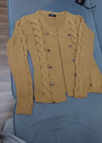 Bej Örgü Kadın Hırka - Görsel 5