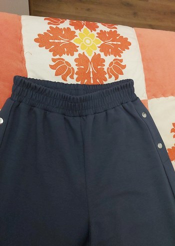 m Beden Düğmeli siyah Loose Fit Kadın Kumaş Pantolon
