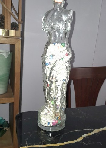 Renkli Detaylı Şeffaf Kadın Figürlü Vazo - Görsel 2