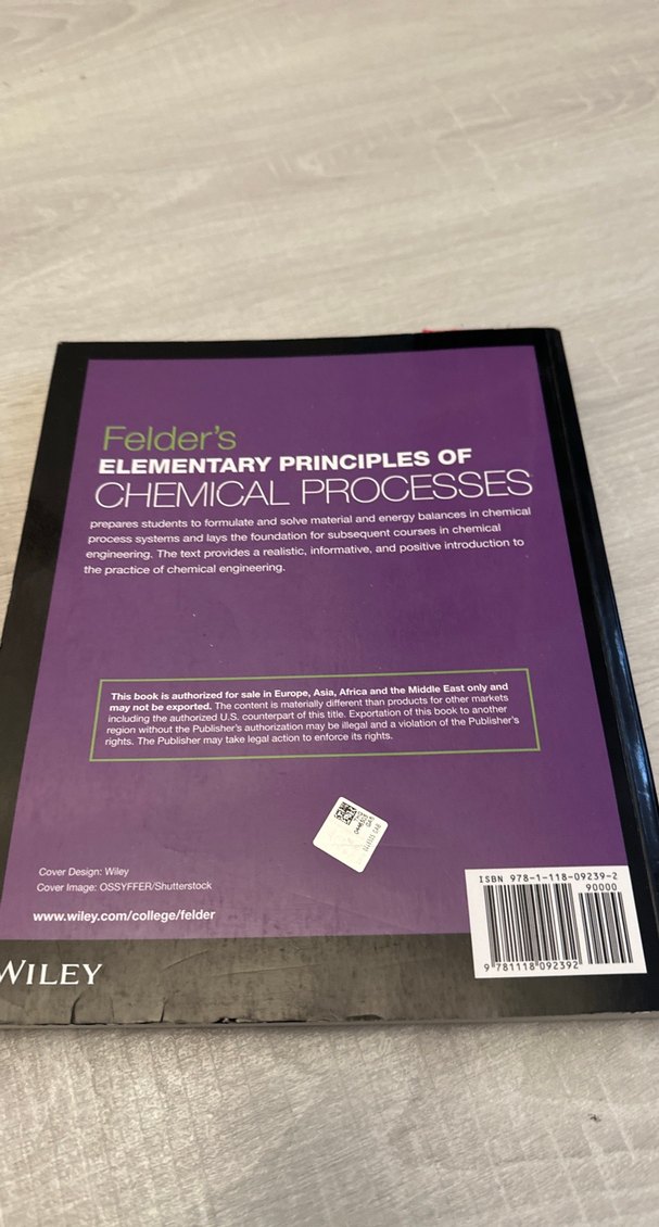 Felder's Elementary Principles of Chemical Processes - Görsel 2