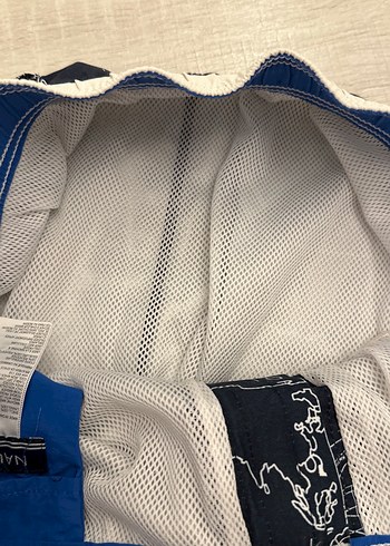 Lacivert Baskılı Kemerli Erkek Mini Şort - Görsel 5