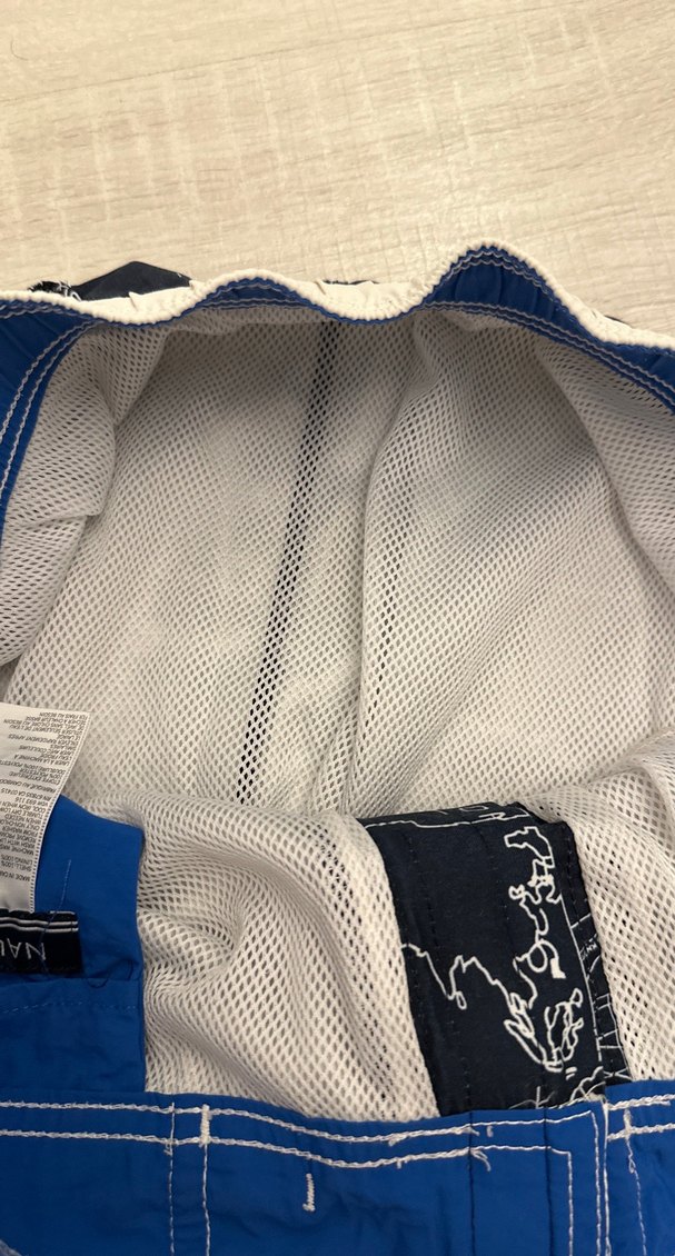 Lacivert Baskılı Kemerli Erkek Mini Şort - Görsel 5