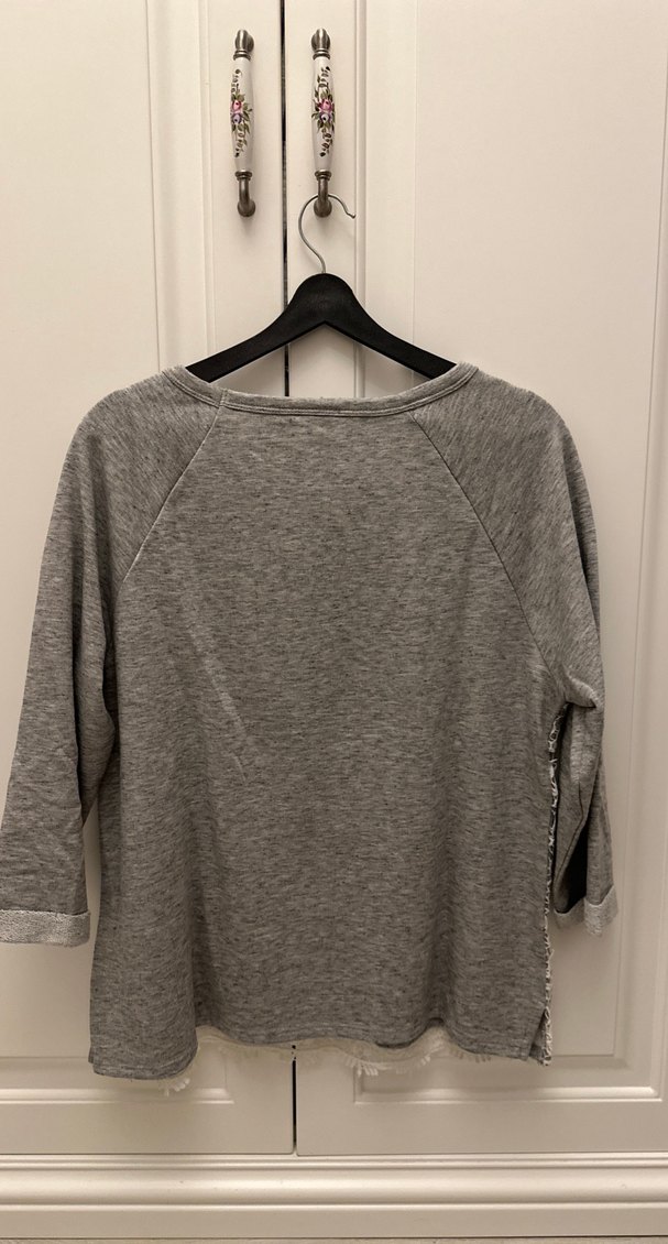 Gri Nakışlı Dantel Detaylı Kadın Sweatshirt - Görsel 4