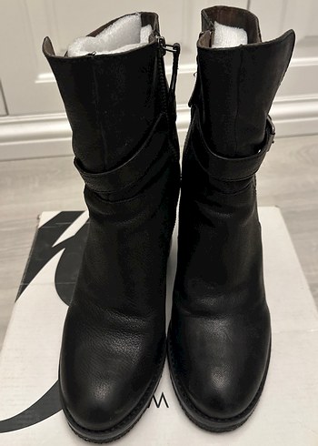 Kadın  koyu kahve Deri Goth Topuklu Bot - Görsel 3