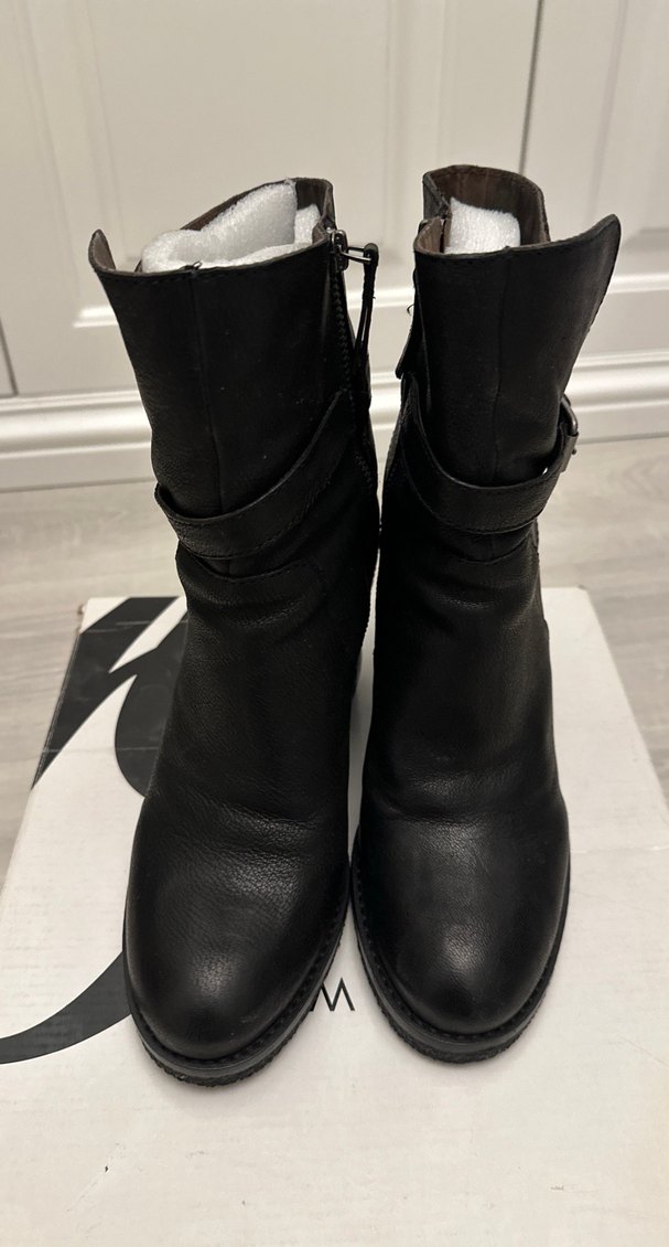 Kadın  koyu kahve Deri Goth Topuklu Bot - Görsel 3