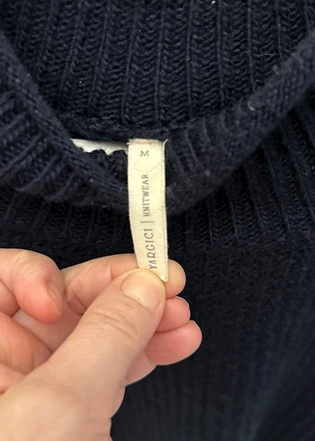 Yargıcı Laciverti Boğazlı Örgü Kadın Kazak - Görsel 6