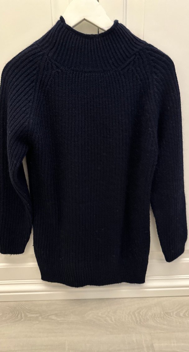 Yargıcı Laciverti Boğazlı Örgü Kadın Kazak - Görsel 2