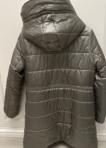 Gri Kadın Kapüşonlu Kış Montu - Görsel 3