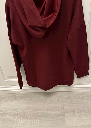 Bordo Kapüşonlu Kadın Sweatshirt - Görsel 6