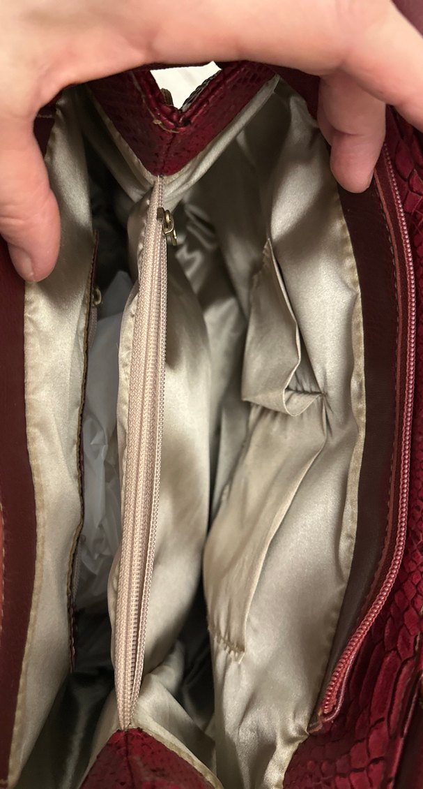 Bordo Yılan Desenli Deri Kadın Çanta - Görsel 5