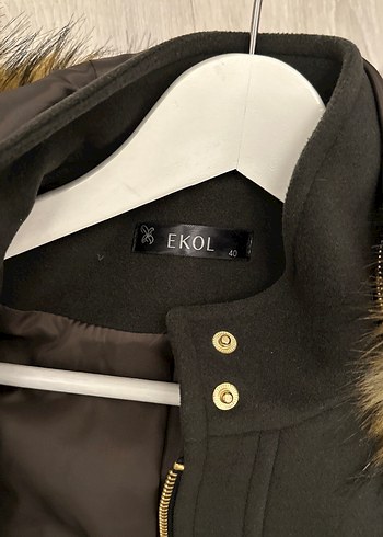 Kürk Detaylı Haki Yeşil Kadın Kaban - Görsel 5