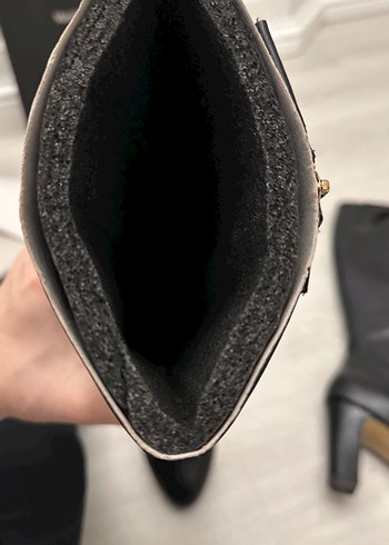 Siyah Deri Dizüstü Stiletto Çizme - Görsel 5