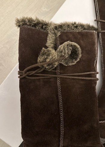 Kahverengi Kürklü Süet Kadın Dizüstü Bot - Görsel 3