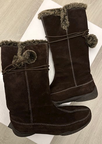 Kahverengi Kürklü Süet Kadın Dizüstü Bot - Görsel 2