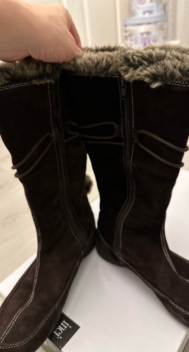 Kahverengi Kürklü Süet Kadın Dizüstü Bot - Görsel 4