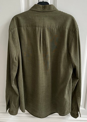 l/xl Beden Uzun Kollu Keten Haki Erkek Gömlek