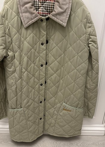 Barbour marka Bej ,Düğmeli Kadın Mont, Midi Boy, Rahat Kesim