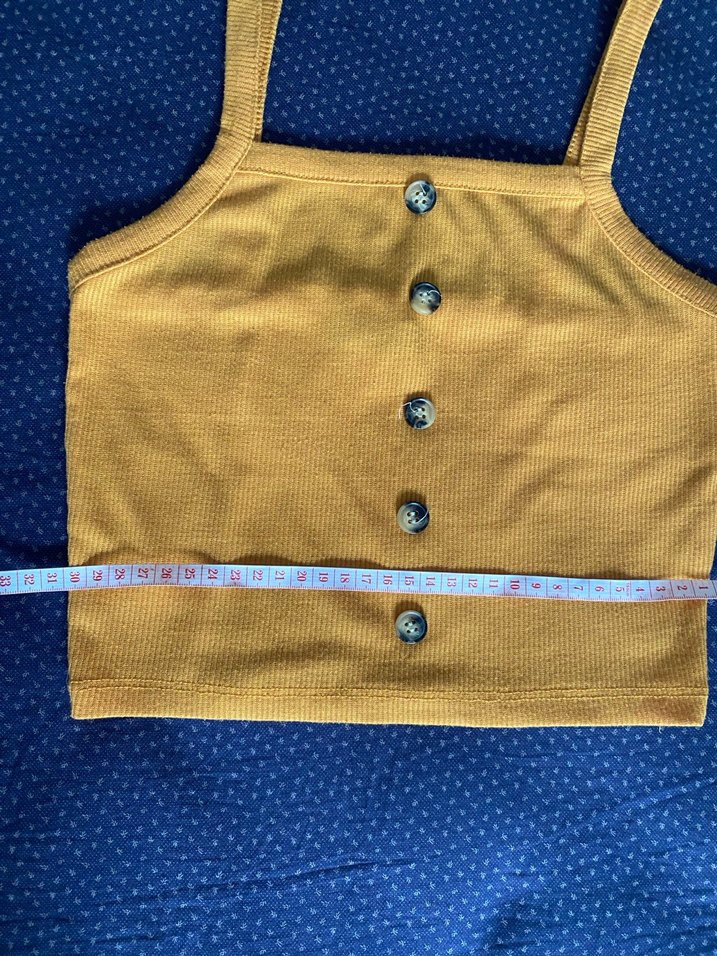 Düğmeli Sarı İnce Askılı Kadın Atlet - Görsel 2