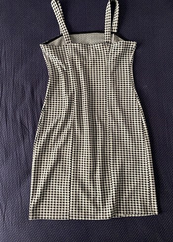 Kareli Midi Kolsuz Elbise - Görsel 4