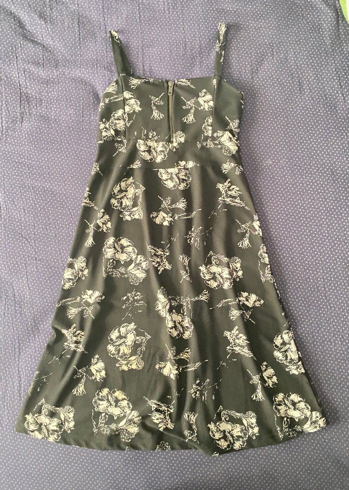 Siyah Desenli Uzun Gotik Elbise - Görsel 2