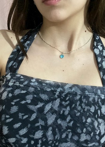 Yılan desenli Gri Bağcıklı Midi Bluz - Görsel 2