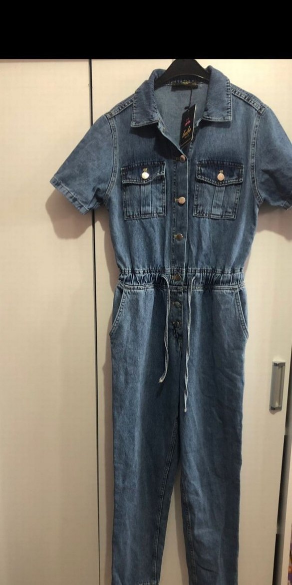 Kadın Kot Tulum Bel Detaylı - Görsel 2