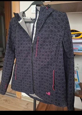 Kadın Gri Baskılı Fermuarlı Spor Ceket - Görsel 3