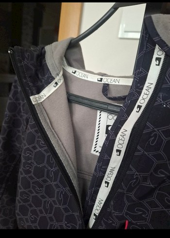 Kadın Gri Baskılı Fermuarlı Spor Ceket - Görsel 5