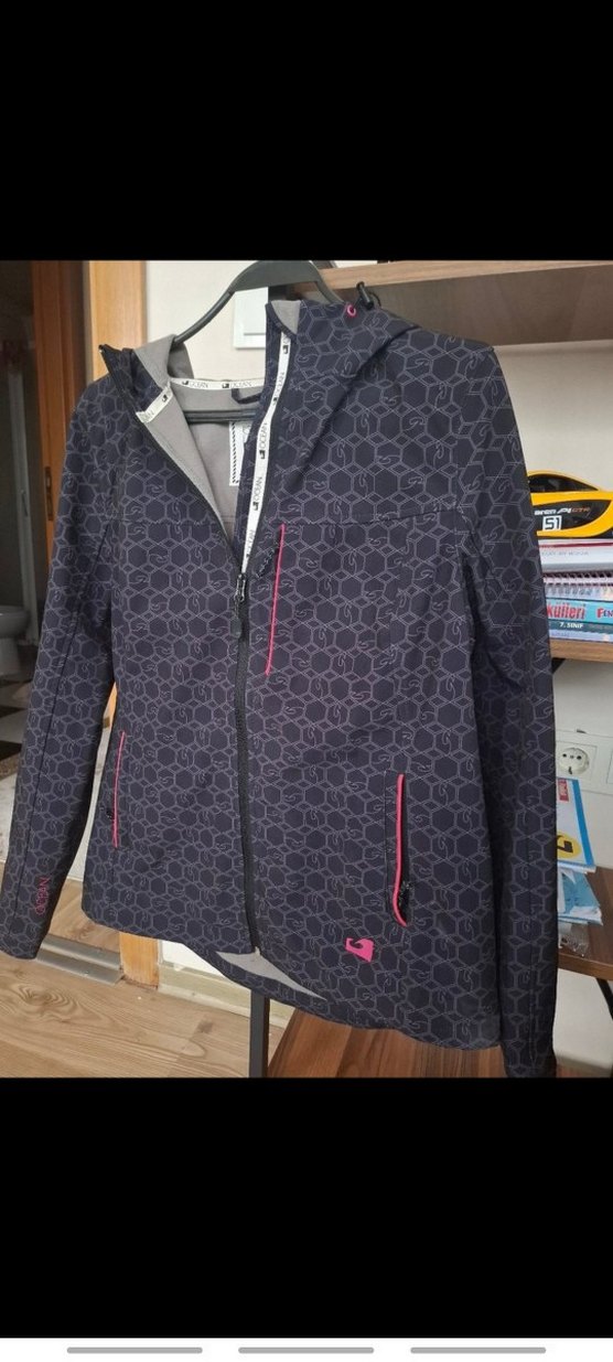 Kadın Gri Baskılı Fermuarlı Spor Ceket - Görsel 3