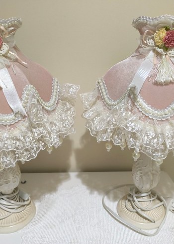 Pembe Dantel Detaylı abajurlar - Görsel 2