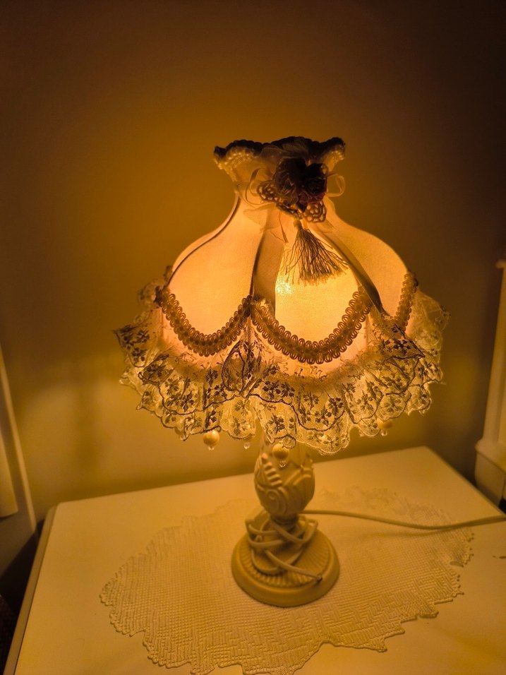 Pembe Dantel Detaylı abajurlar - Görsel 3