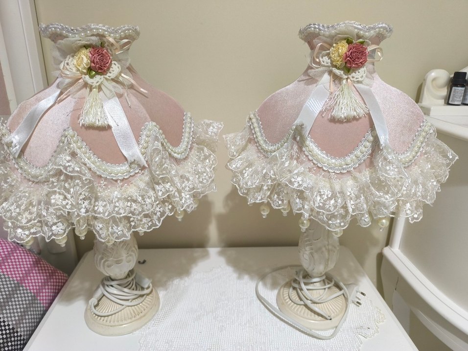 Pembe Dantel Detaylı abajurlar - Görsel 2