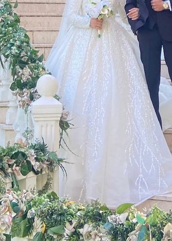 Uzun Kollu Beyaz Prenses Gelinlik - Görsel 2