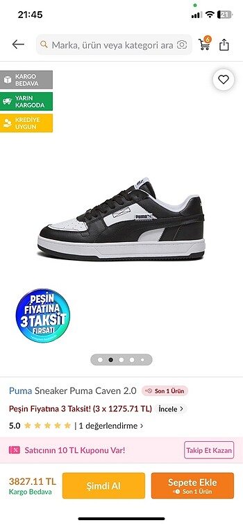 37 Beden Orjinal puma unisex ayakkabi