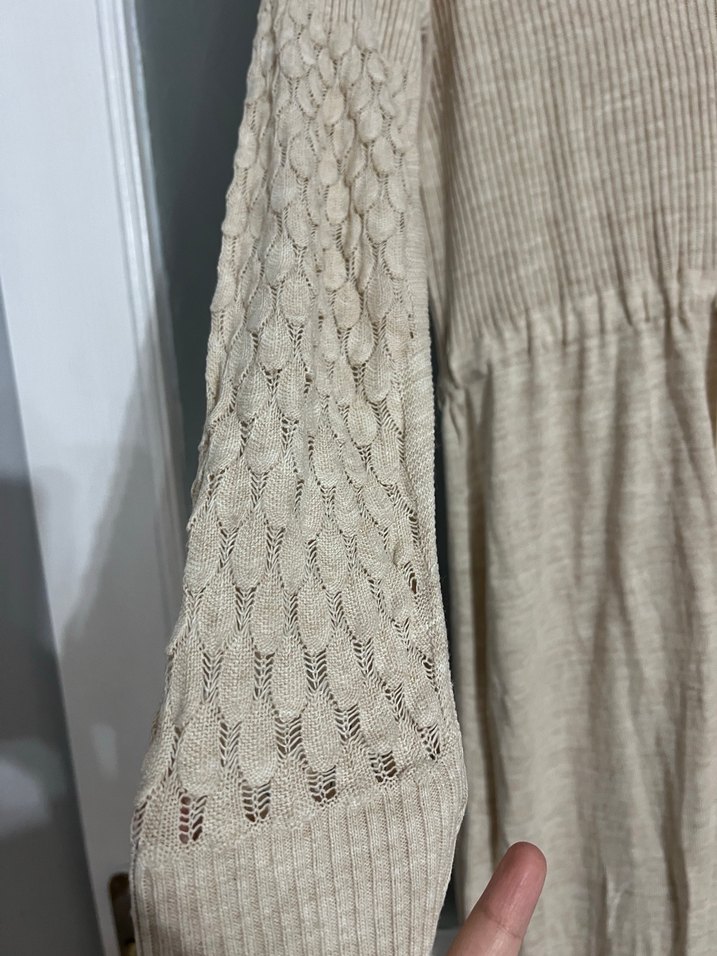 Kadın Bej Uzun Örgü triko Elbise - Görsel 2