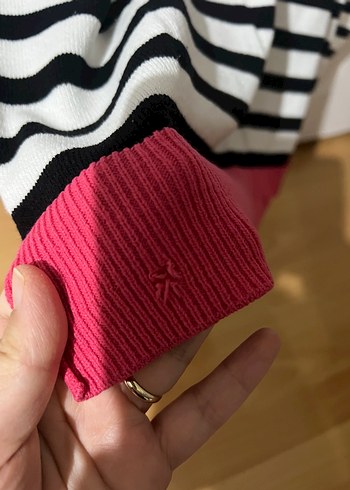 Pamuklu Çizgili Kadın Kazak - Görsel 2